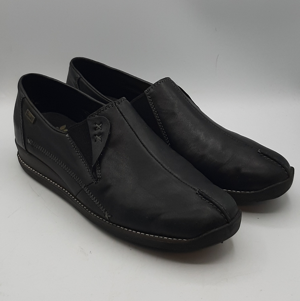 Rieker Loafer Shoes Womens 7  38 Black Leather Slip On Comfort Antistress